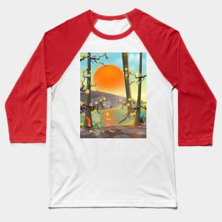 Cartoon Landscape Baseball T-Shirt